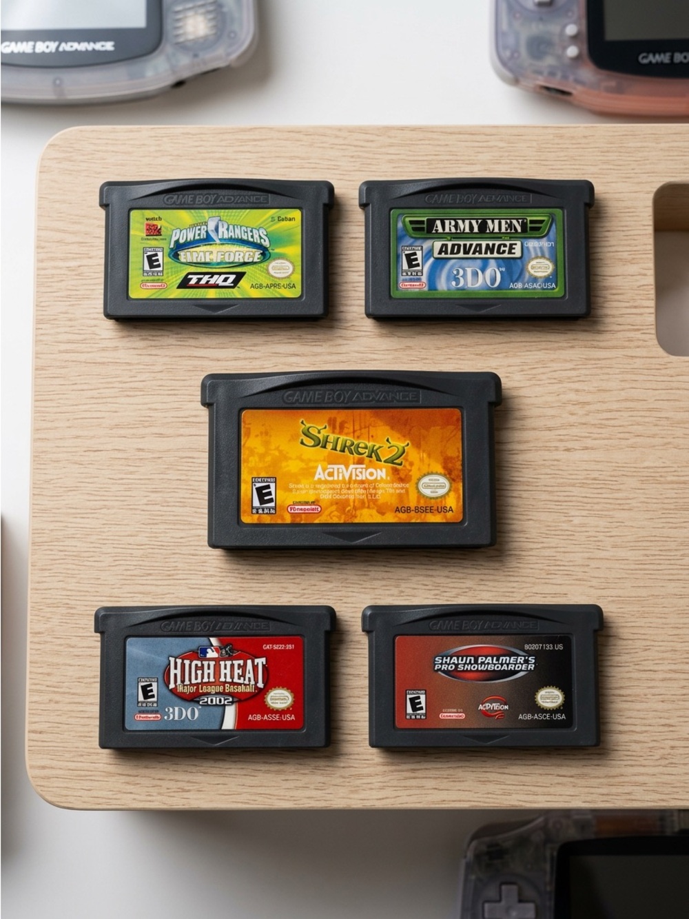 Nintendo Game Boy Advance GBA 5 Game Lot Shrek 2 Power Rangers Army Men MLB